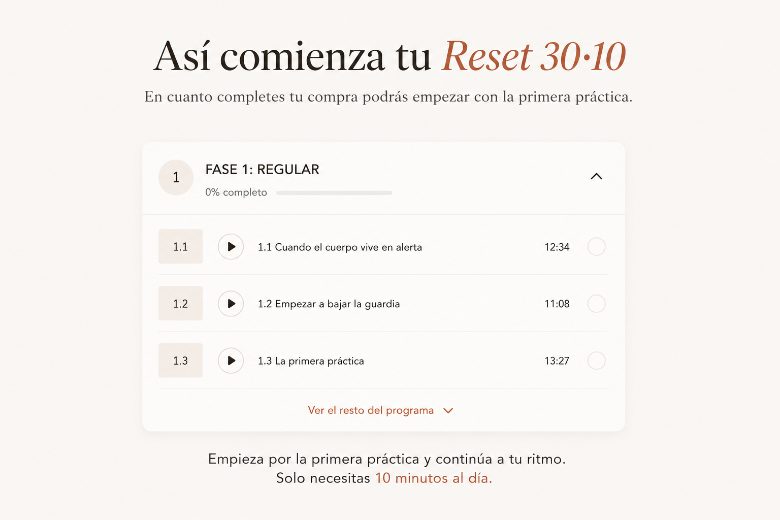 Así comienza tu Reset 30·10